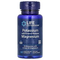 Life Extension, калий с магнием пролонгированного действия, 60 вегетарианских капсул