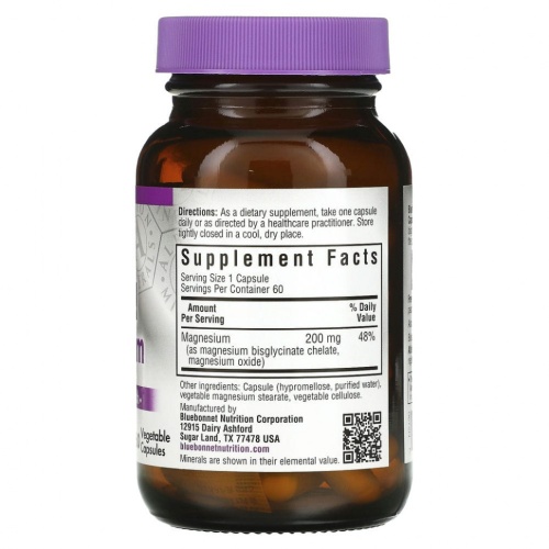 Bluebonnet Nutrition, буферизованный хелатный магний, 60 растительных капсул фото 2
