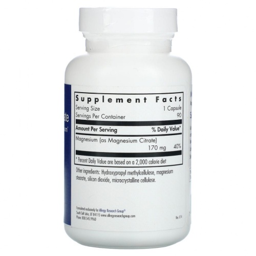 Allergy Research Group, Магния цитрат, 90 растительных капсул фото 2