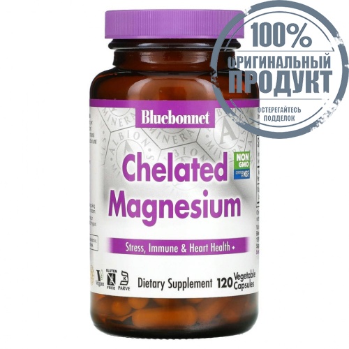 Bluebonnet Nutrition, хелатный магний, 120 растительных капсул