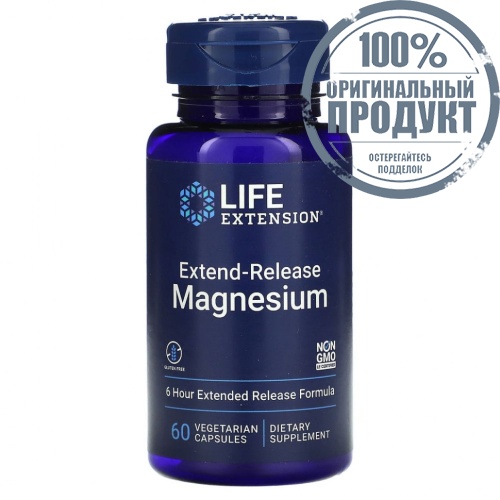 Life Extension, Длительное Выделение Магния, 30 Растительных капсул