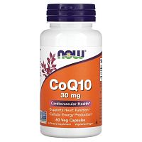 NOW Foods, коэнзим Q10, 30 мг, 60 вегетарианских капсул