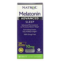 Natrol, мелатонин, улучшенный сон, медленное высвобождение, 10 мг, 60 таблеток