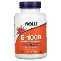 NOW Foods, E-1000, витамин E со смешанными токоферолами, 670 мг (1000 МЕ), 100 капсул