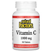 Natural Factors, витамин C с биофлавоноидами и шиповником, 1000 мг, 90 таблеток