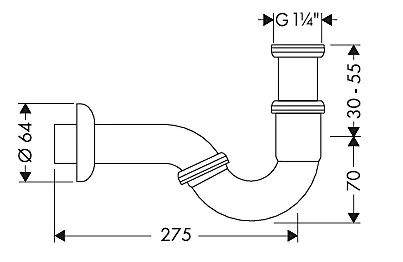 Габаритная схема Сифон для биде Hansgrohe 55237000