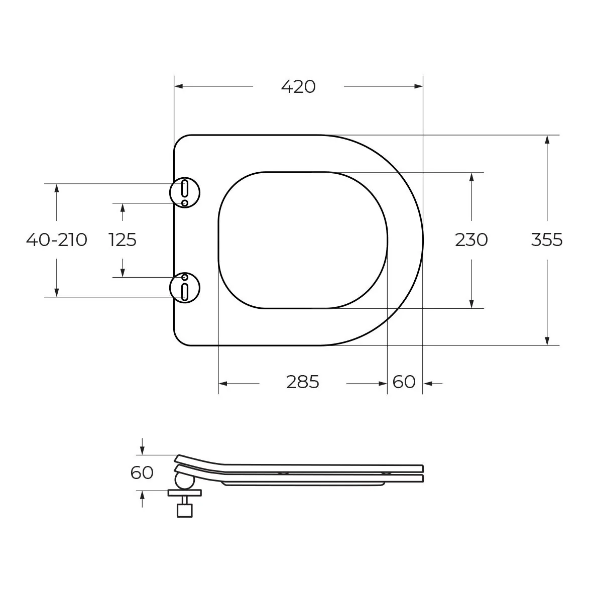 Габаритная схема Унитаз подвесной BelBagno Uno 2.1 BB7006CHR/SC