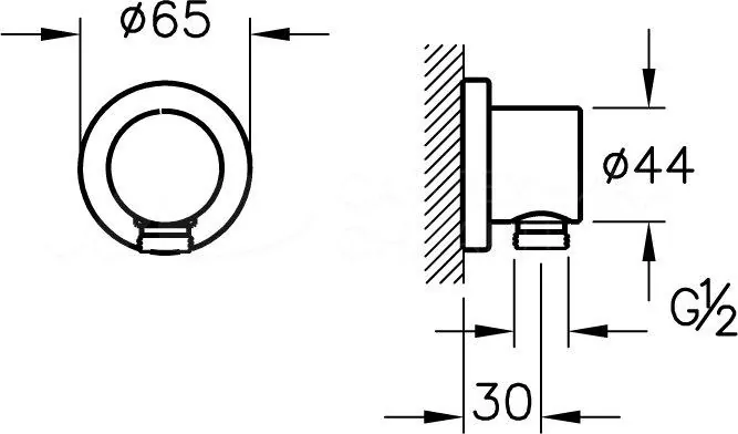 Габаритная схема Шланговое подключение Vitra Origin A45223