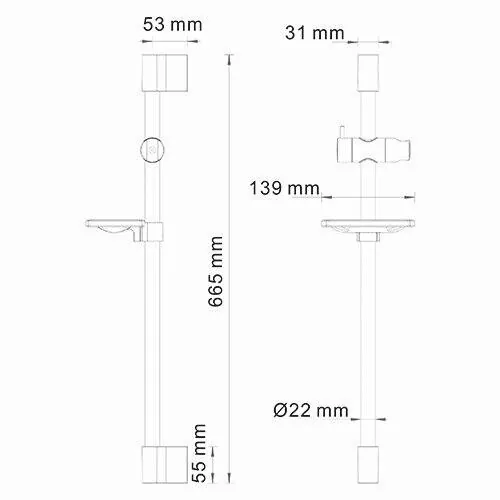 Габаритная схема Душевая штанга Wasserkraft A063