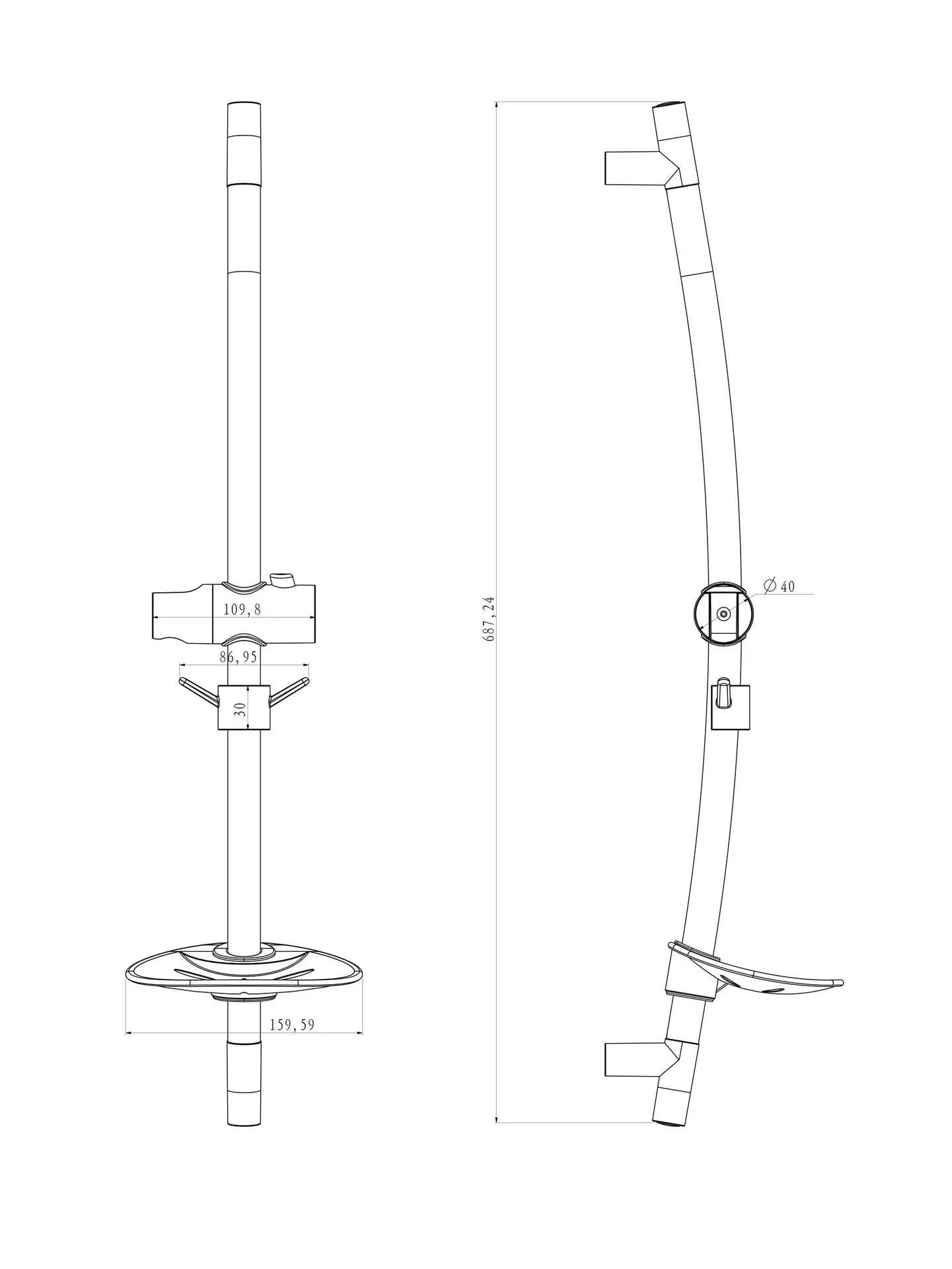 Габаритная схема Душевая штанга Lemark LM8064C