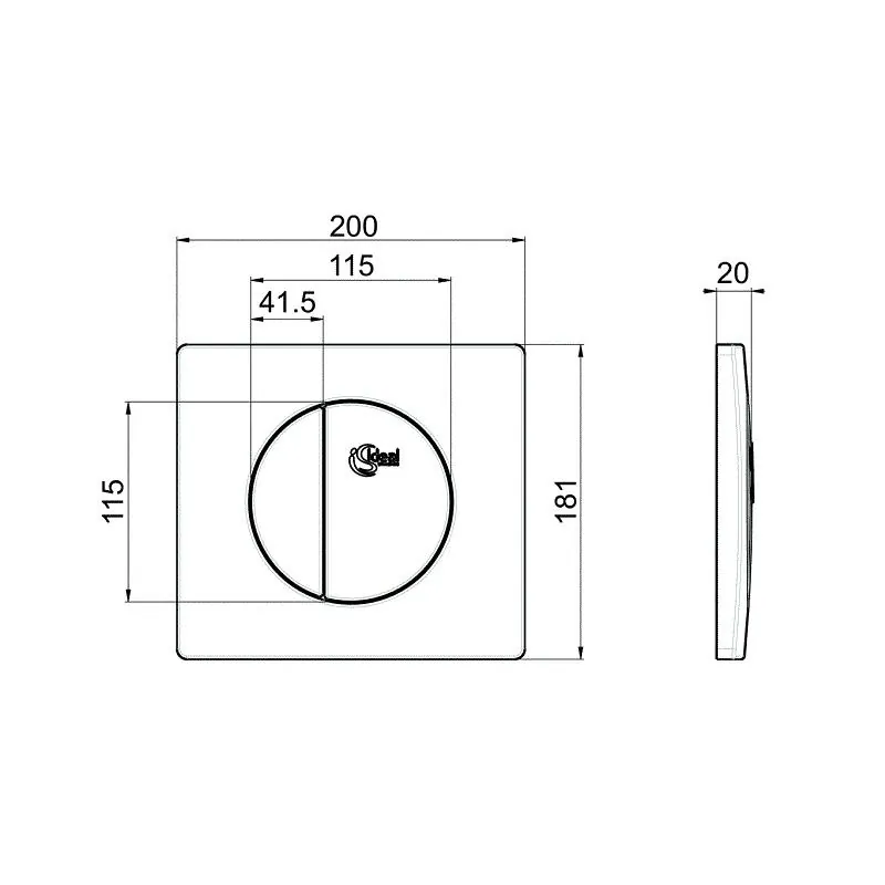 Габаритная схема Кнопка смыва Ideal Standard W3091AA хром