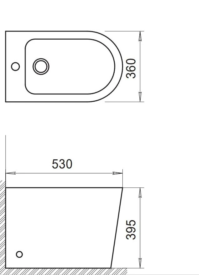 Габаритная схема Биде напольное BelBagno Flay-R BB1003B