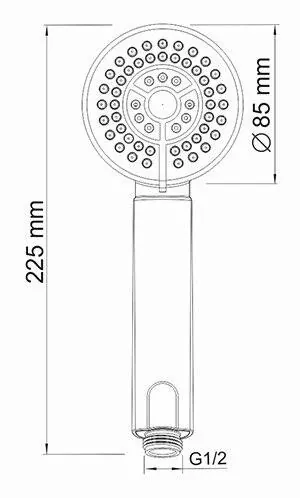 Габаритная схема Душевая лейка Wasserkraft A035