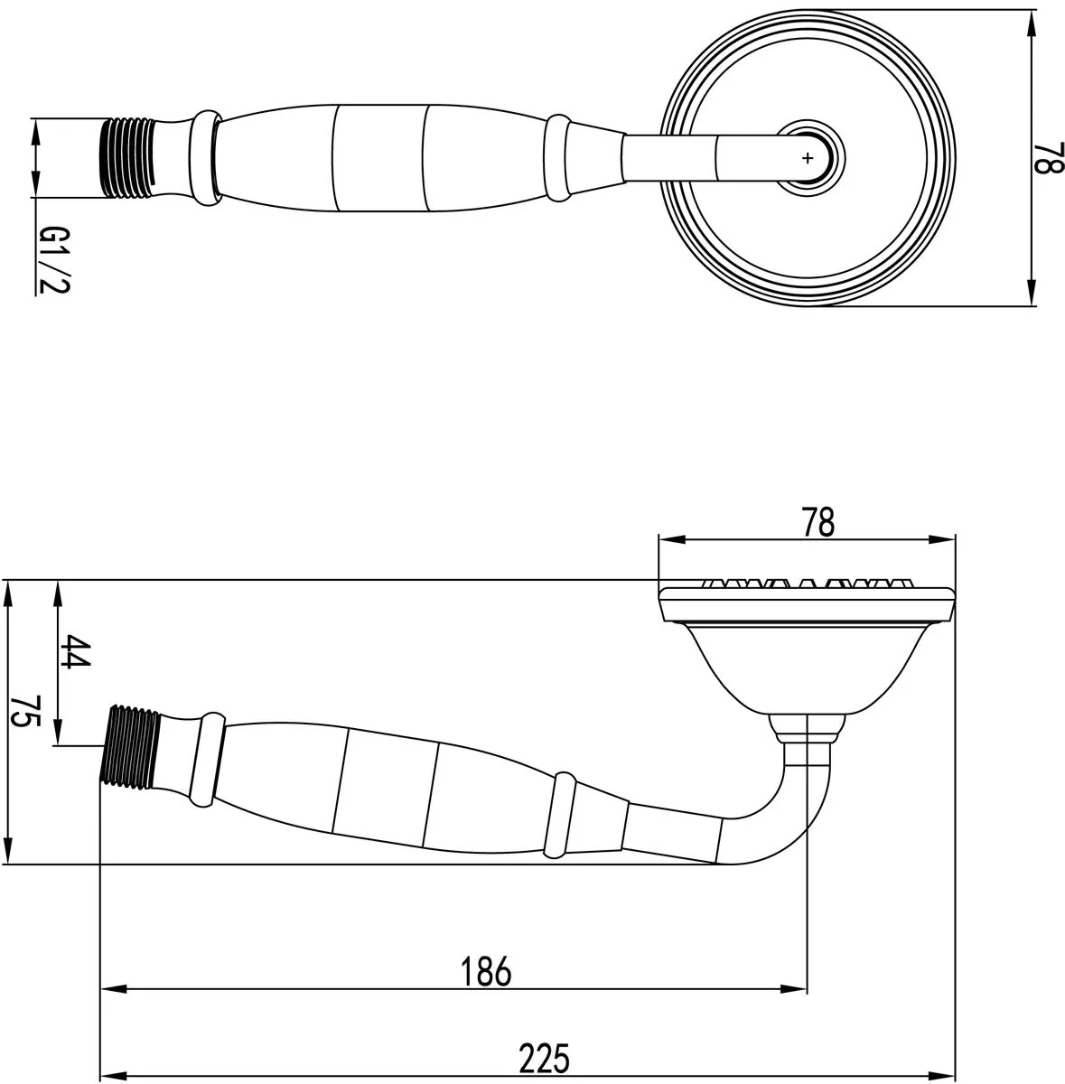 Габаритная схема Душевая лейка Lemark LM8007G