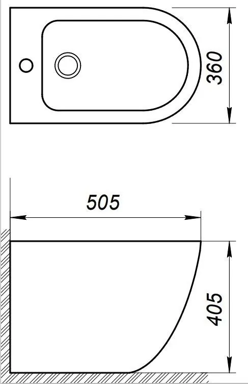 Габаритная схема Биде напольное BelBagno Sfera-R BB2141B