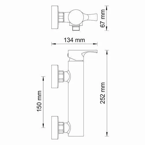 Габаритная схема Смеситель Wasserkraft Berkel 4802 для душа