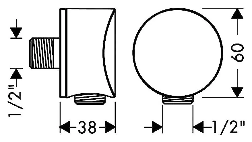 Габаритная схема Шланговое подключение Hansgrohe Fixfit 27453000