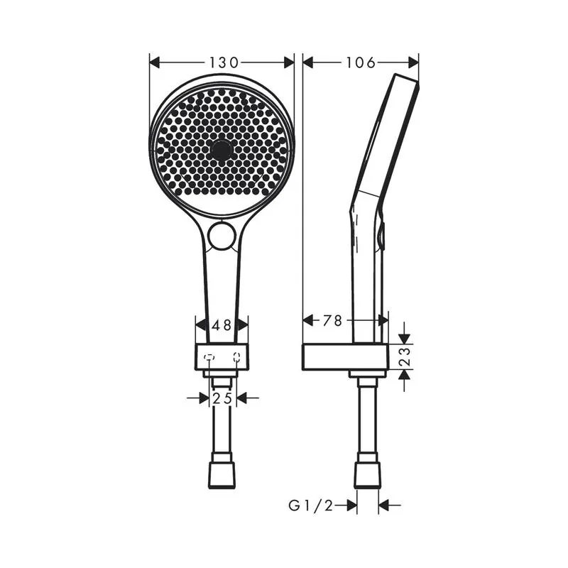 Габаритная схема Душевой гарнитур Hansgrohe Rainfinity 26851700