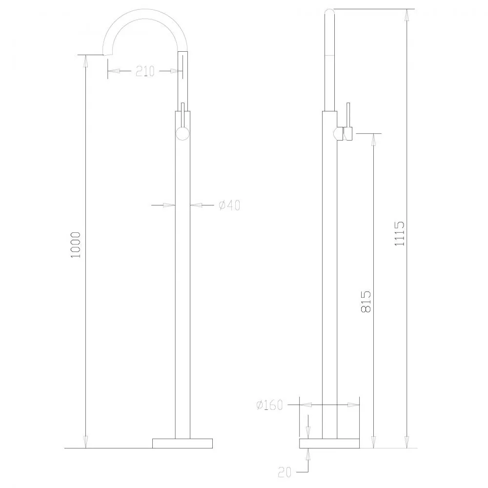 Габаритная схема Смеситель Abber Wasser Kreis AF8141 для раковины