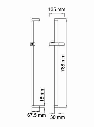 Габаритная схема Душевая штанга Wasserkraft A048