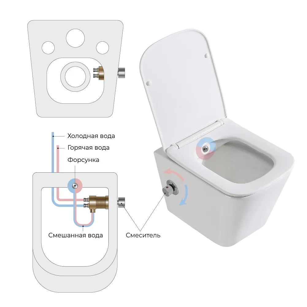 Габаритная схема Унитаз подвесной BelBagno Due BB3103CHR-BS/SC