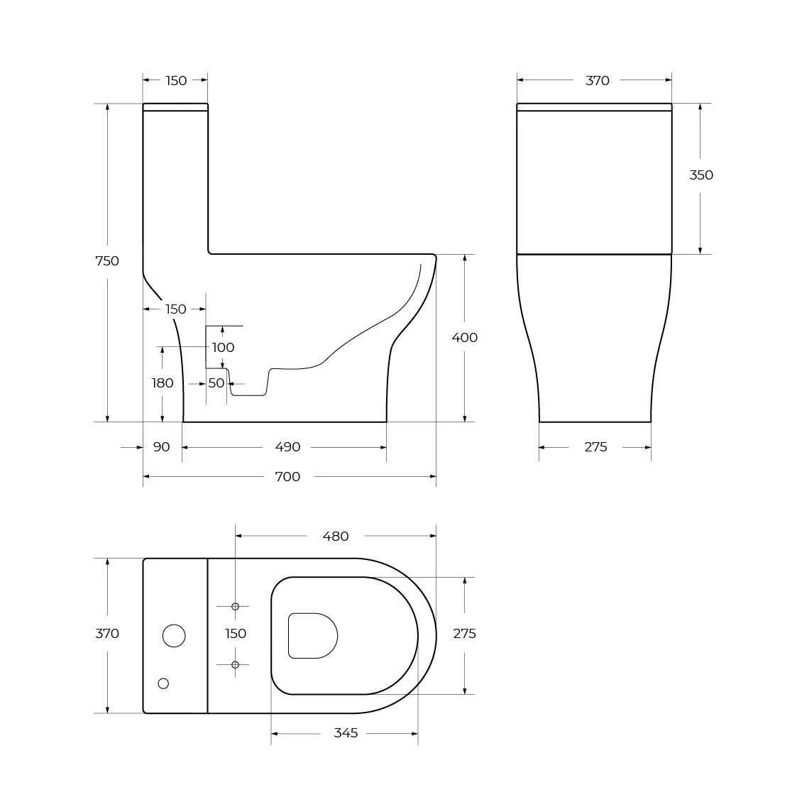 Габаритная схема Унитаз-моноблок BelBagno Lounge BB8618CPR-MN/SC
