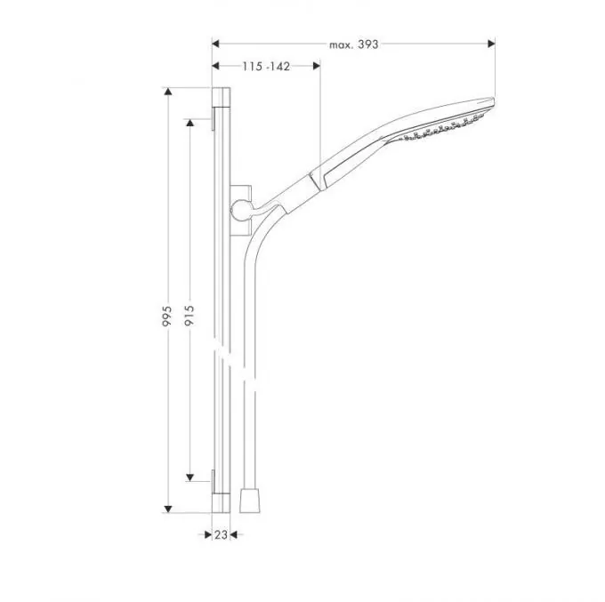 Габаритная схема Душевой гарнитур Hansgrohe Raindance Select 26626400