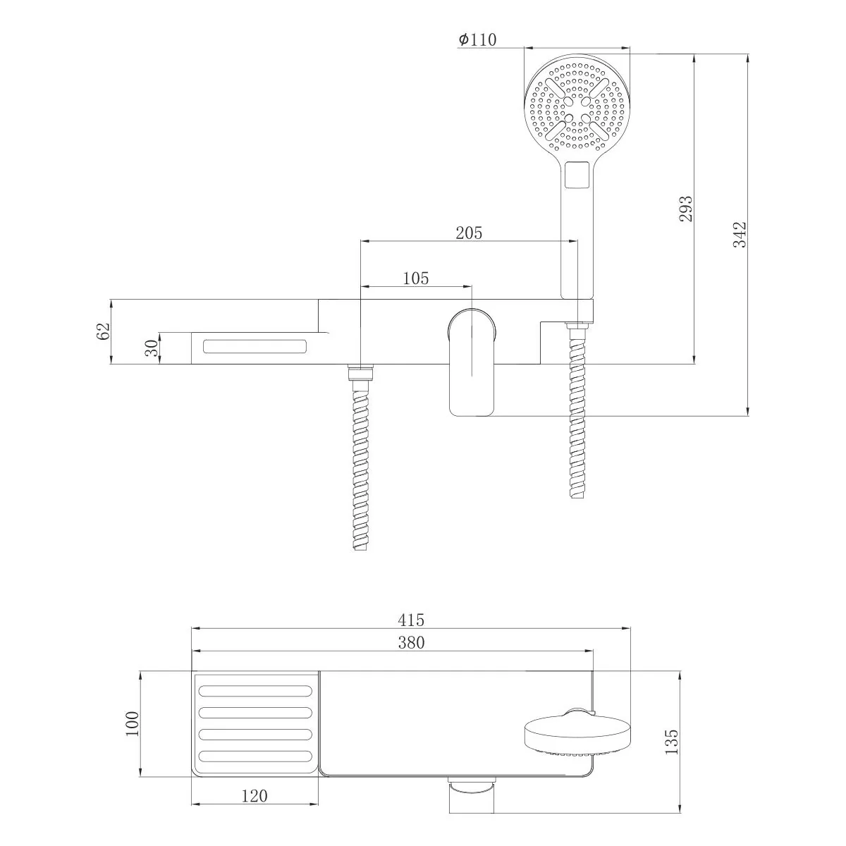 Габаритная схема Смеситель Lemark Unibox LM6903CW для душа