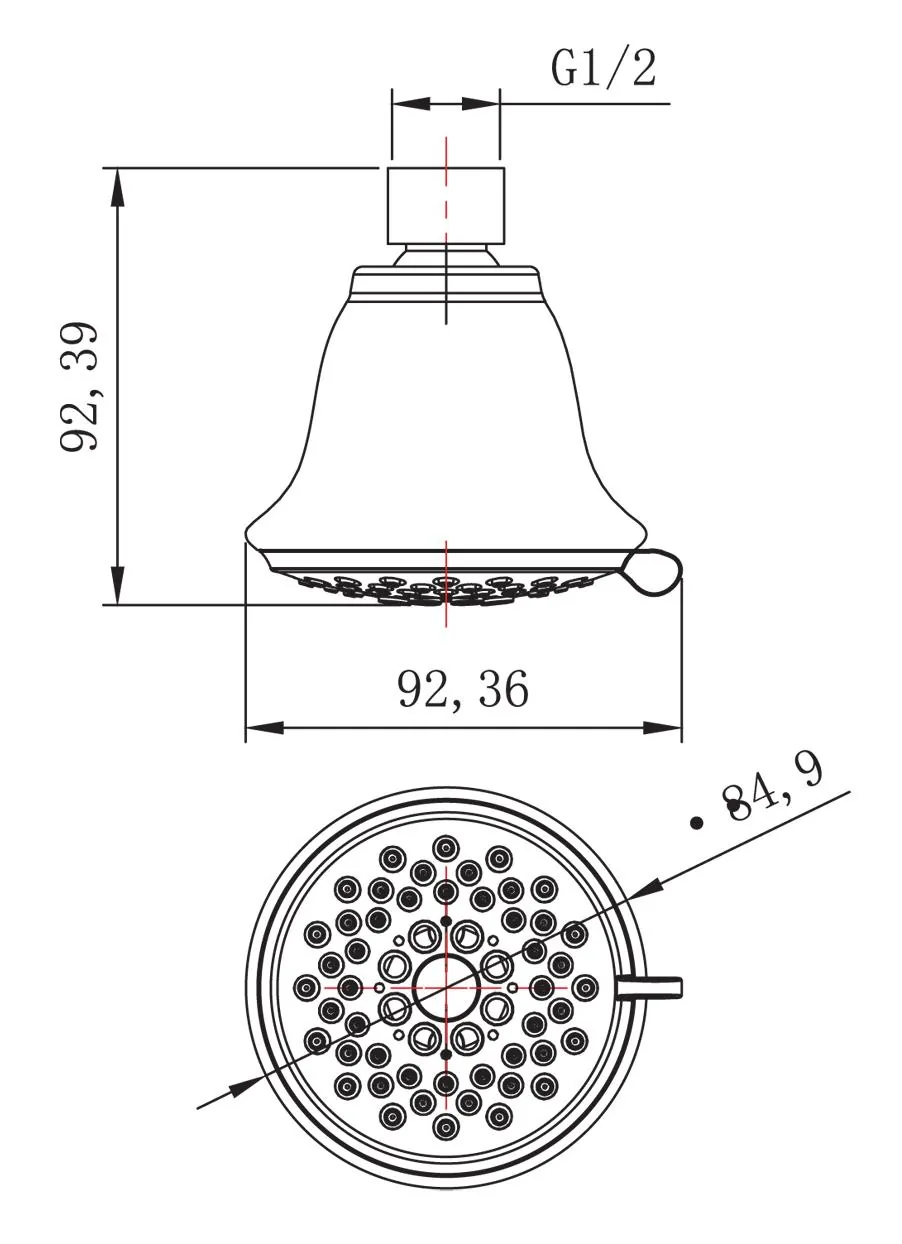 Габаритная схема Верхний душ Lemark LM8043C