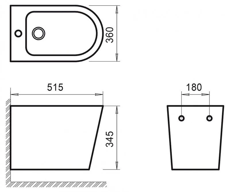 Габаритная схема Биде подвесное BelBagno Flay-R BB053BH