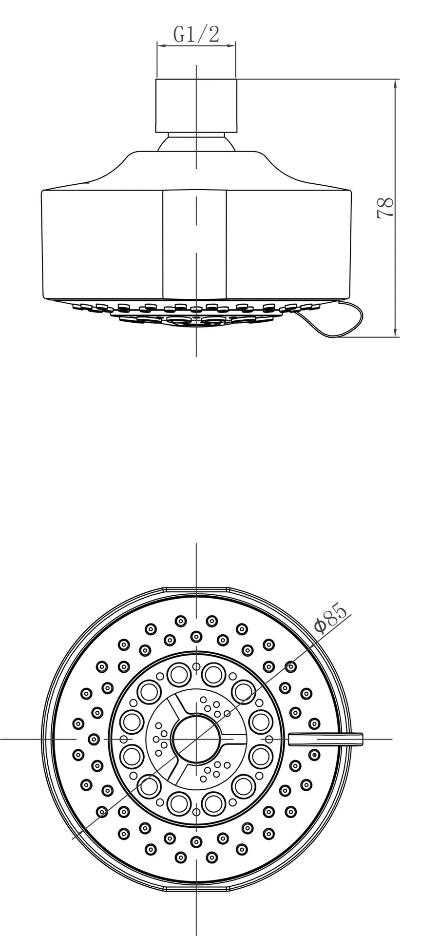 Габаритная схема Верхний душ Lemark LM8041C