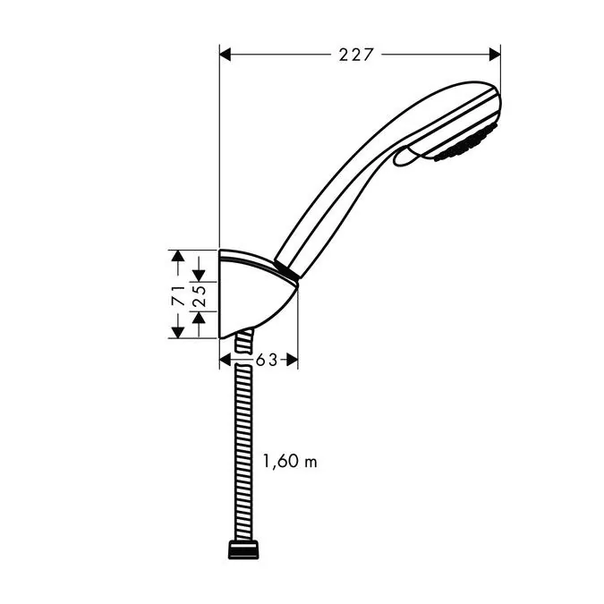 Габаритная схема Душевой гарнитур Hansgrohe Crometta 27559000