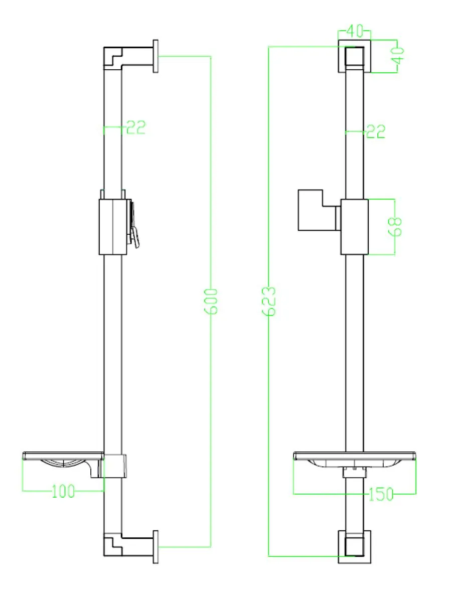 Габаритная схема Душевая штанга Lemark LM8069C