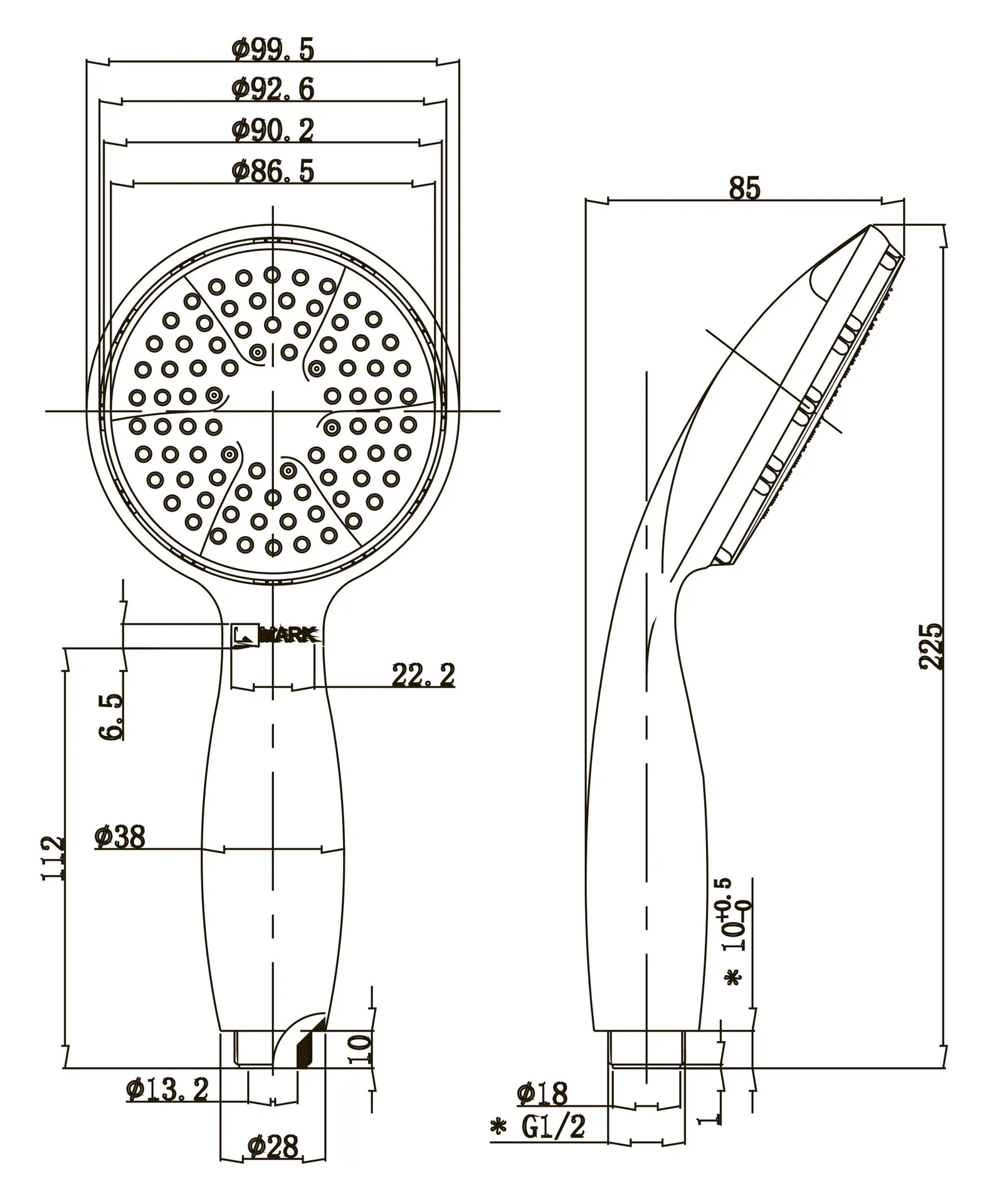 Габаритная схема Душевая лейка Lemark LM8001C