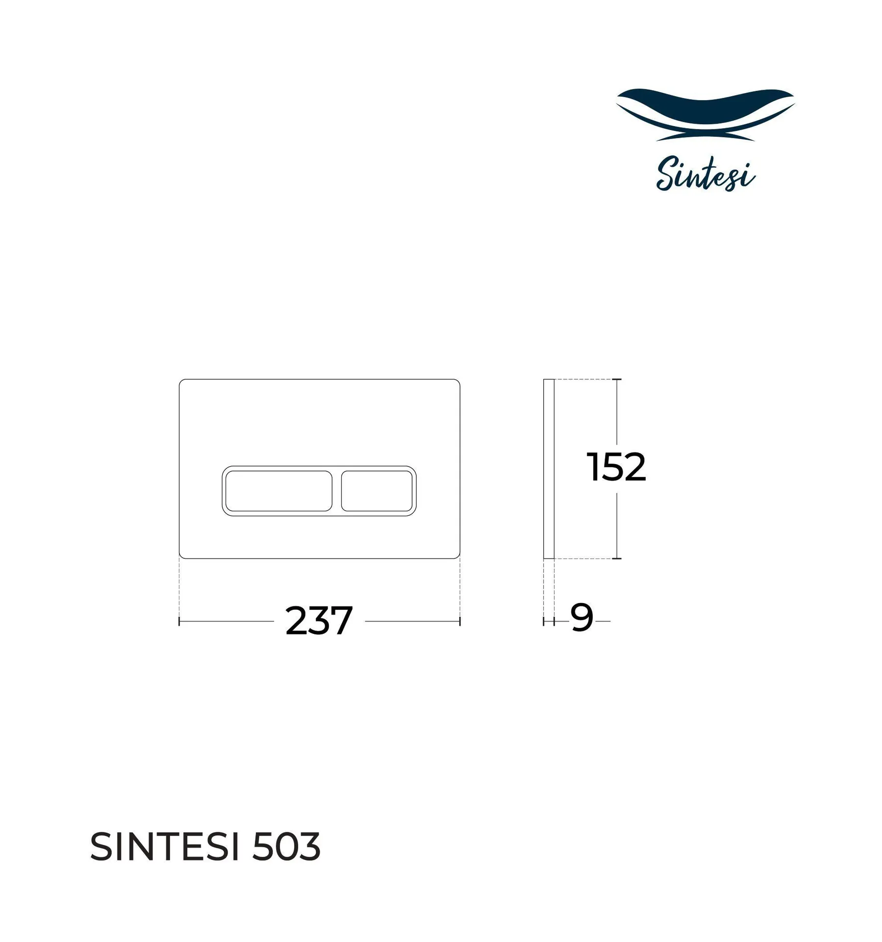 Габаритная схема Кнопка смыва Sintesi FB-BSC-503 хром