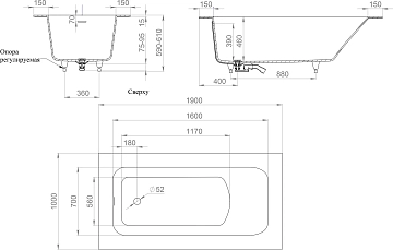 Ванна из искусственного камня Salini Orlando Vasta Kit 102124M 190х100  - фото 5