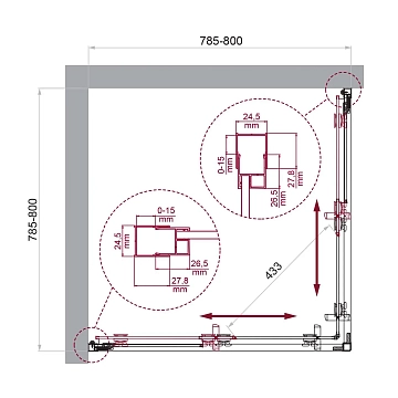 Душевой уголок BelBagno Luce A-2-80-C-Cr  - фото 4