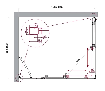 Душевой уголок BelBagno Luce AH-21-110/90-P-Cr  - фото 4