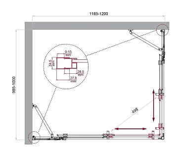 Душевой уголок BelBagno Luce AH-22-120/100-P-Cr  - фото 4