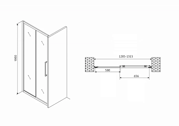 Душевая дверь Abber Schwarzer Diamant AG30130MH 130 см  - фото 5