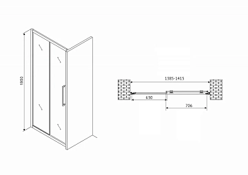 Душевая дверь Abber Schwarzer Diamant AG30140MH 140 см  - фото 5