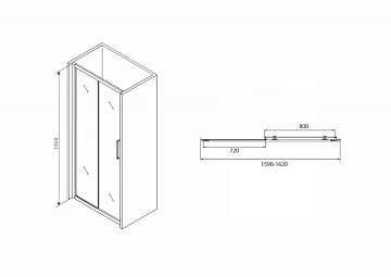 Душевая дверь Abber Schwarzer Diamant AG30160BH 160 см  - фото 5