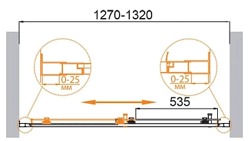 Душевая дверь в нишу Cezares Molveno BF-1-130-P-Cr  - фото 2