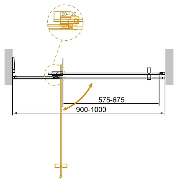 Душевая дверь в нишу Cezares Slider B-1-90/100-BR-NERO  - фото 3