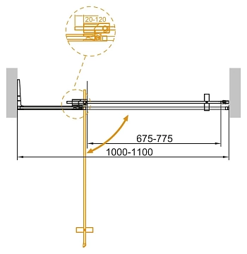 Душевая дверь в нишу Cezares Slider SLIDER-B-1-100/110-C-GM  - фото 4