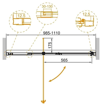 Душевая дверь в нишу Cezares Variante B-1-100/110-C-Cr  - фото 2