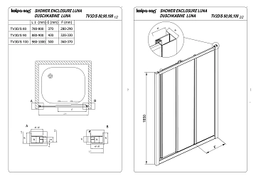 Душевая дверь в нишу Kolpa San Luna TV3D/S 100 см silver  - фото 3