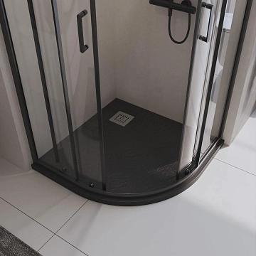 Поддон для душа BelBagno Uno TRAY-MR-UNO-R-90-550-35-NERO-CR 90x90  - фото 3