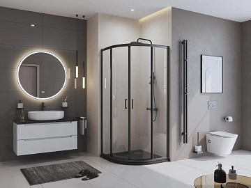Поддон для душа BelBagno Uno TRAY-MR-UNO-R-90-550-35-NERO-CR 90x90  - фото 4