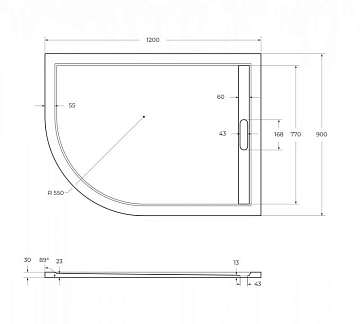 Поддон для душа Cezares TRAY-AS-RH-120/90-550-30-W-R  - фото 3